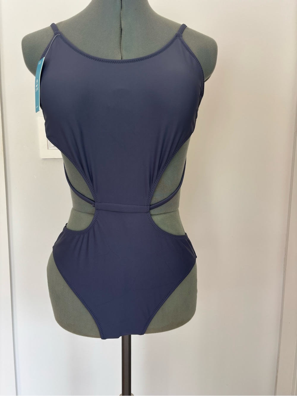 Cupshe Steel Blue/Gray Cutout One-Piece Swimsuit